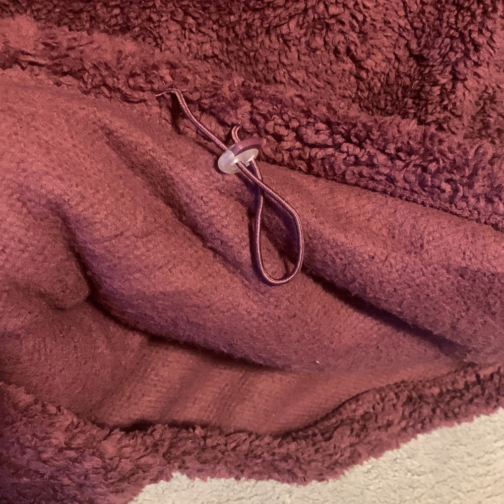 No Boundaries Womens L 12-14 Burgundy Sherpa Half Zip Pullover Cinch Hem NWT - Picture 6 of 8